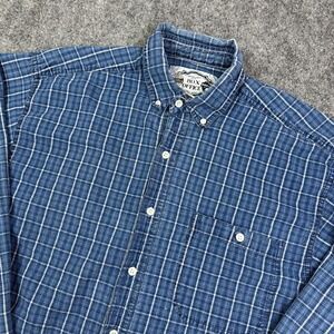 Box Office Mens Plaid Shirt XL Blue Cotton Button Down Long Sleeve 90s Y2K